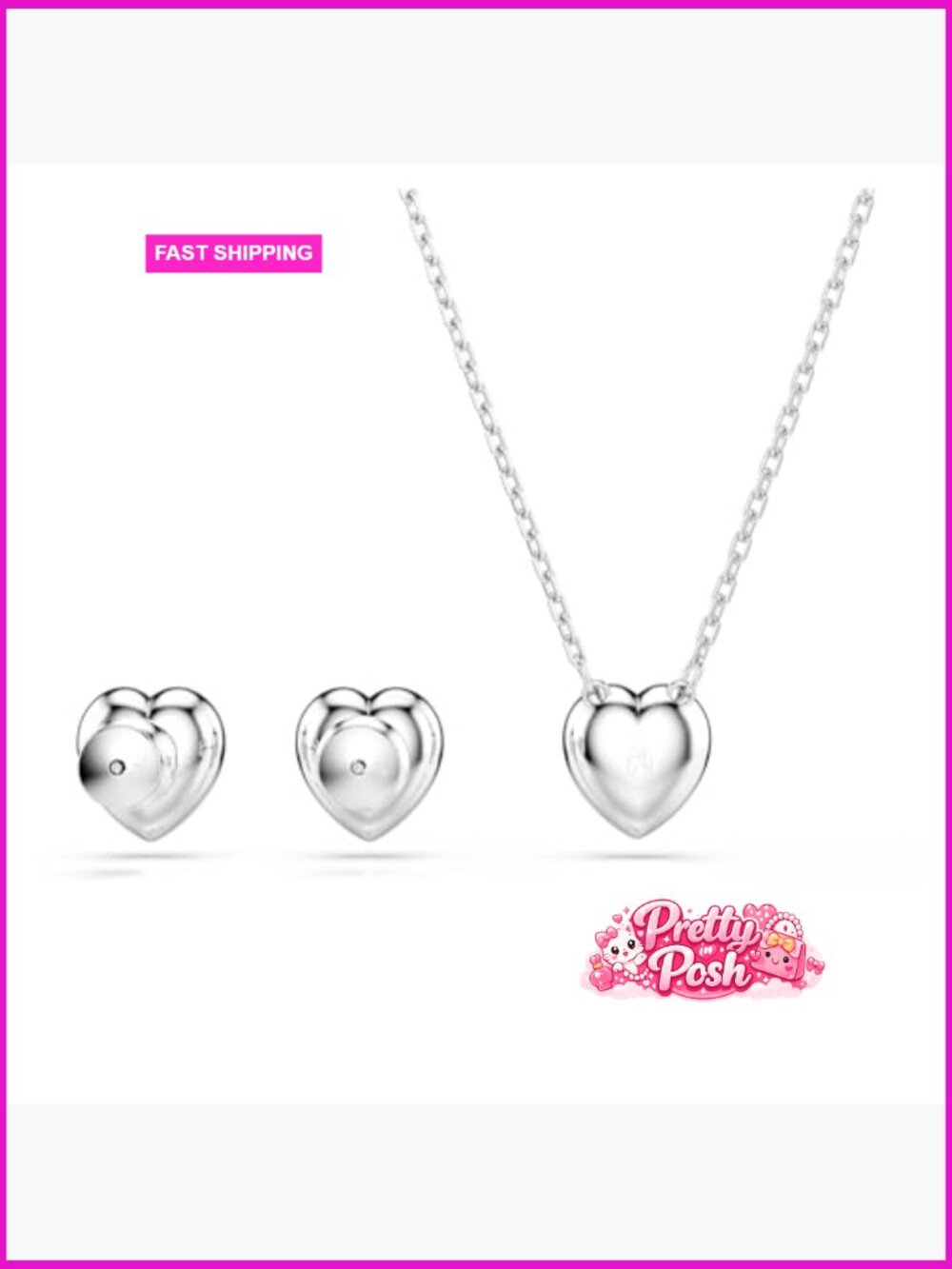 Swarovski Crystal & Pearl Jewelry Set - Necklace, Earrings & Bracelet - Rhodium - Picture 4 of 7